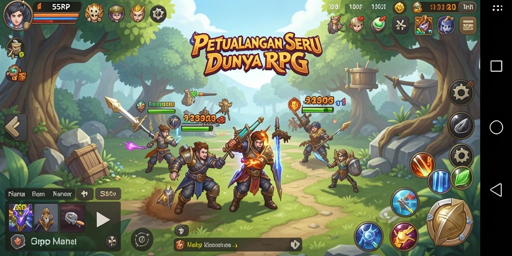 Screenshot gameplay RPG penuh aksi dari 55RP.