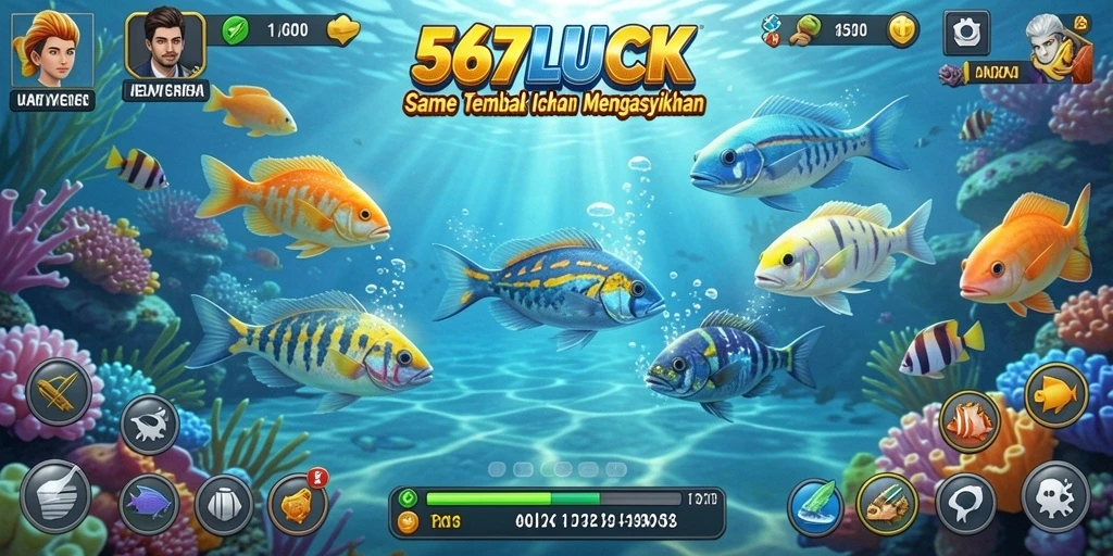 Tampilan gameplay seru di 567LUCK dengan aksi menembak ikan.