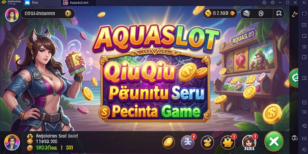 Screenshot gameplay AQUASLOT dengan pemain yang bersemangat.