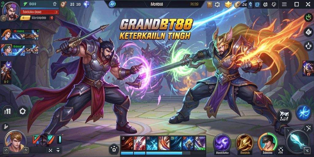 Tampilan mendebarkan dari pertempuran MOBA di GRANDBET88.