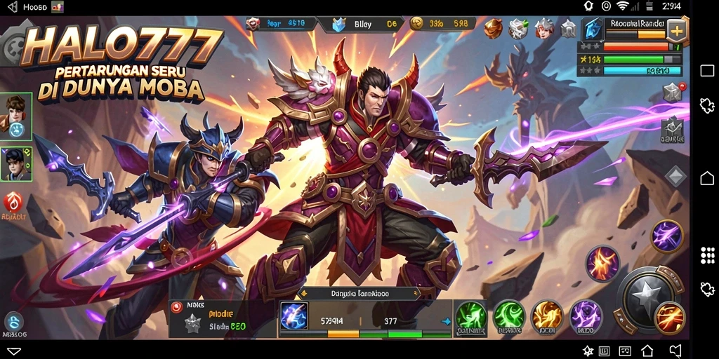 Tampilan gameplay seru di HALO777 dengan aksi MOBA yang menegangkan.