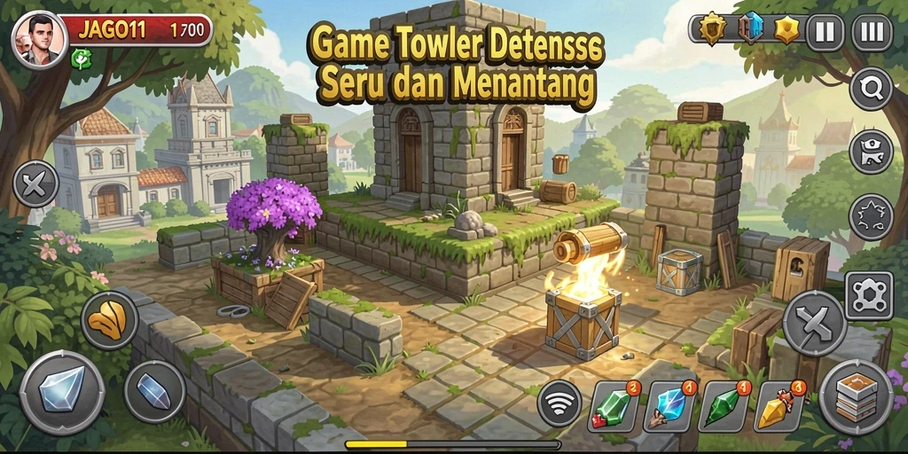 Tampilan gameplay nge-top di JAGO11 memperlihatkan strategi Tower Defense yang mendebarkan.