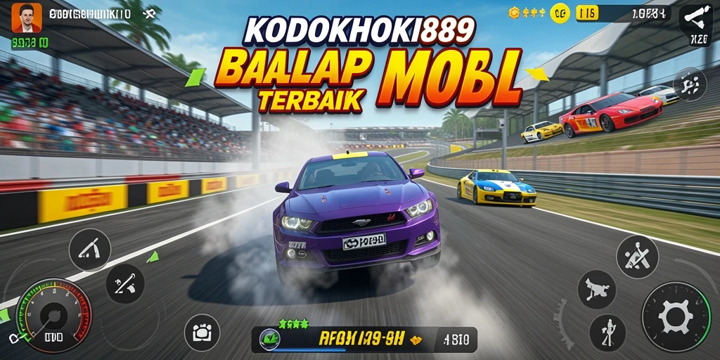 Screenshot gameplay KODOKHOKI889 menampilkan balapan seru di lintasan yang menantang.