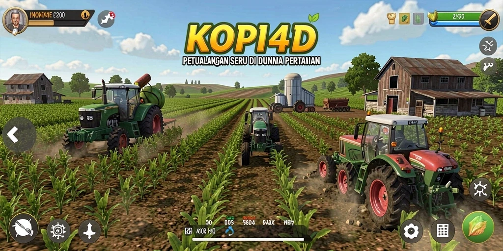 Tampilan gameplay KOPI4D dengan aktivitas bertani yang seru.