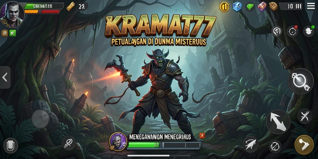 Screenshot KRAMAT77 menunjukkan karakter utama menjelajahi dunia yang penuh misteri.