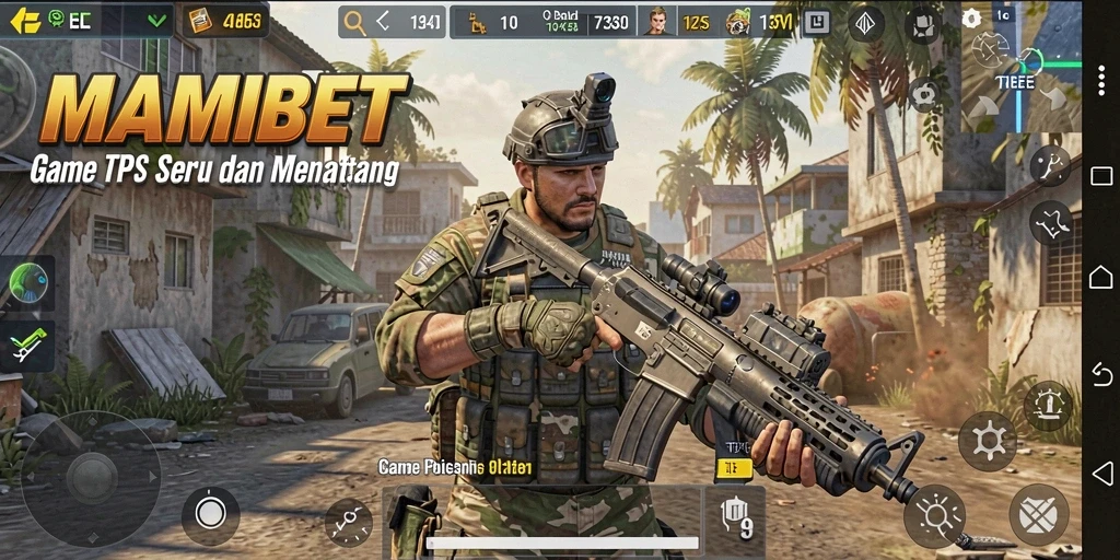 Tampilan gameplay seru MAMIBET di arena pertempuran TPS.