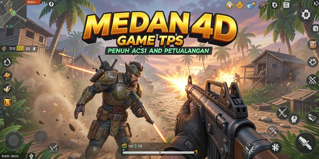 Screenshot gameplay MEDAN4D dengan aksi menegangkan di medan tempur TPS.
