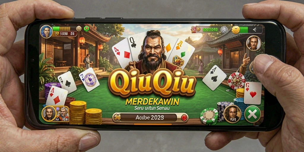 Tampilan utama gameplay QiuQiu MERDEKAWIN yang menarik.