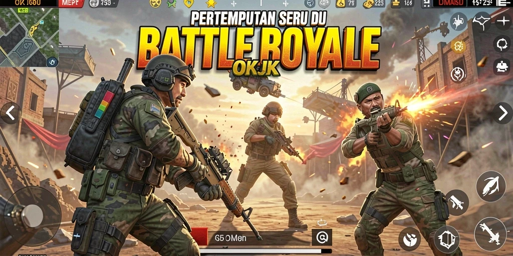 Screenshot gameplay menunjukkan pertarungan intens dalam mode Battle Royale.