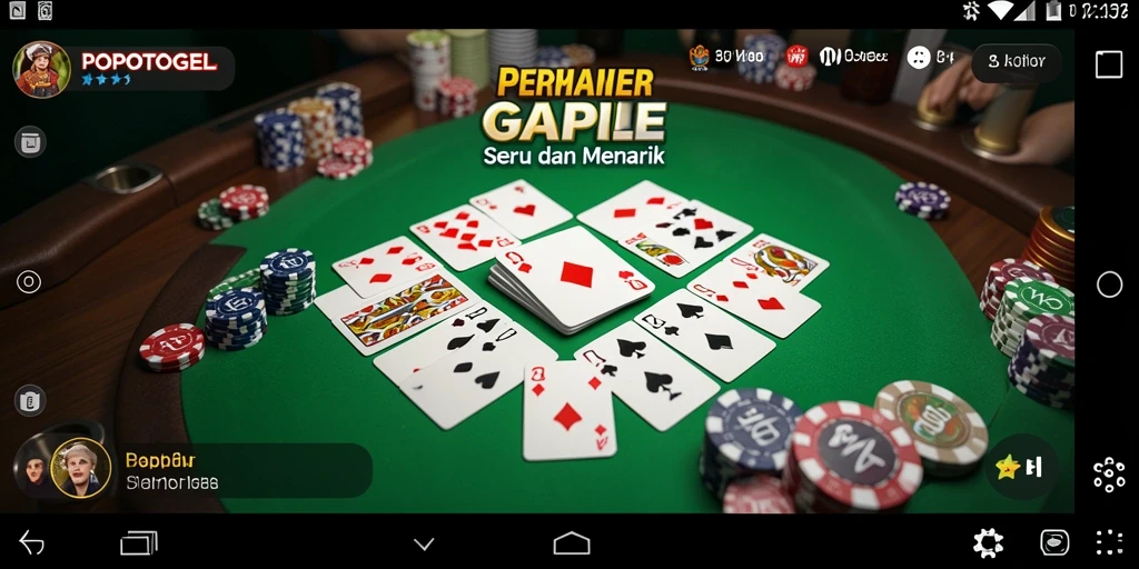 Tampilan gameplay seru dalam permainan Gaple POPOTOGEL.