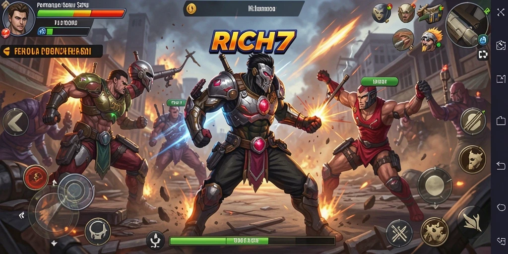 Gameplay seru di RICH7 menunjukkan pertarungan yang memukau.
