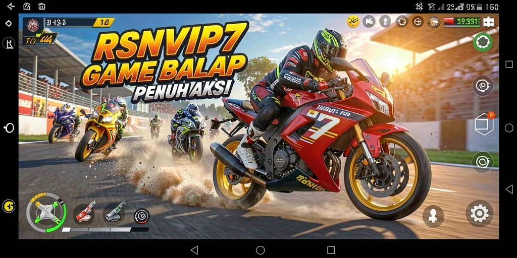 Gameplay RSNVIP7 menampilkan balapan motor yang seru dan intens.