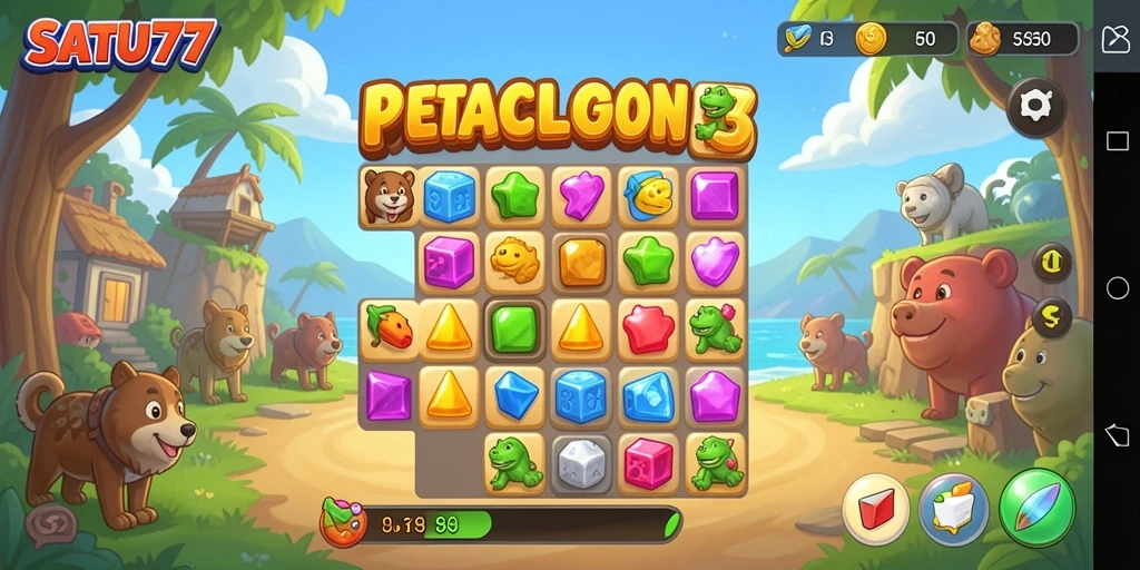 Tampilan gameplay seru dan strategis dalam SATU77.