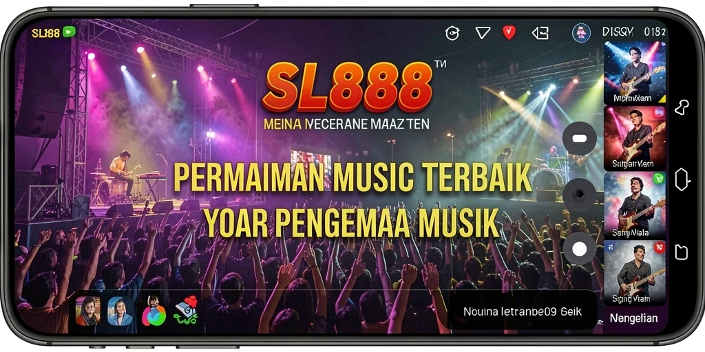 Tangkapan layar gameplay SL888 dengan berbagai lagu menarik.