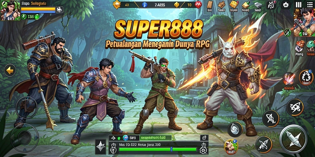Screenshot gameplay SUPER88 yang menampilkan pertempuran seru dalam dunia RPG.