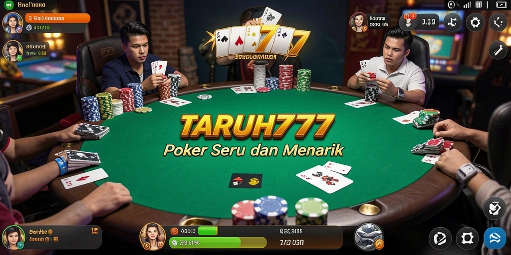 Tangkapan layar gameplay TARUH777 menunjukkan momen seru di meja poker.