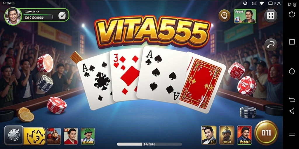 Screenshot VITA555 menampilkan gameplay seru Domino.