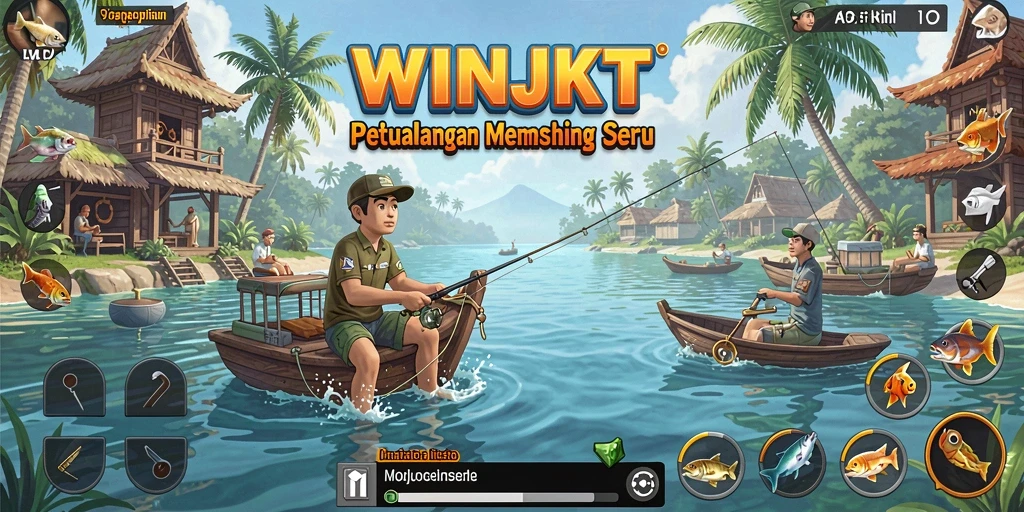 Screenshot WINJKT menampilkan suasana memancing yang mendebarkan.