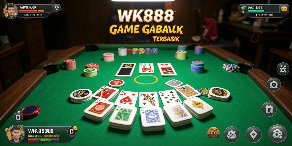Screenshot gameplay Gaple di WK888 menunjukkan keseruan bermain bersama teman.