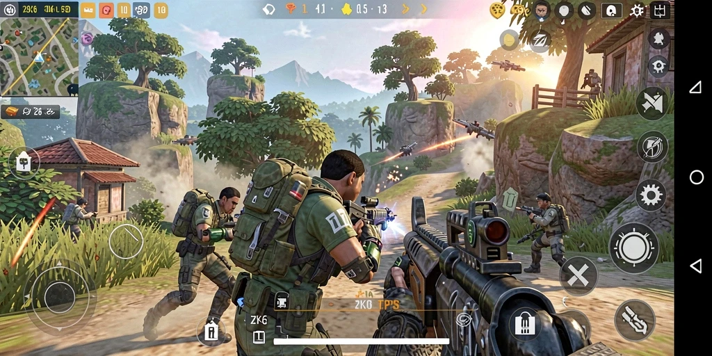 Screenshot gameplay intens ZK6 dengan pertarungan yang mendebarkan.